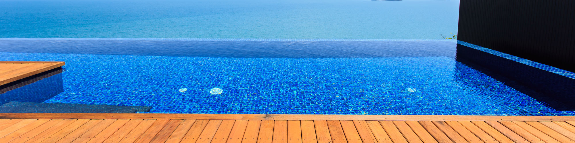Wooden Flooring Beside The Pool